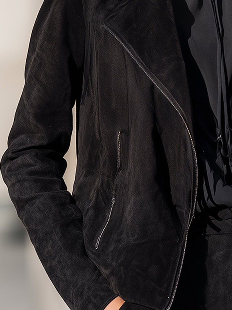 Black Suede Biker Jacket