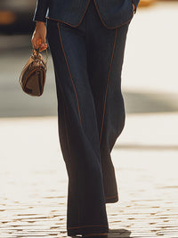 Indigo Contrast-Stitch Tailored Suit Set