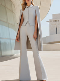 Elegant Light Grey Cape Set