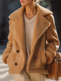 Camel Shearling-Lined Suede Jacket