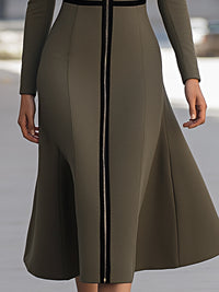 Structured Zip-Front Midi Dress