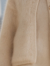 Cream Fluffy Knit Cardigan And Dress Set