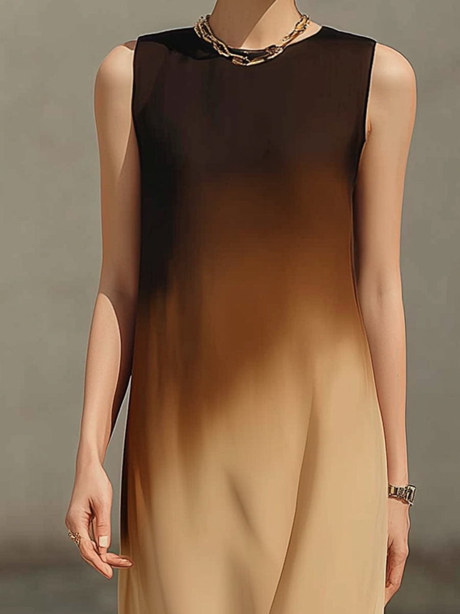 Women’s Gradient Sleeveless Maxi Dress – Elegant Minimalist Long Dress