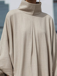 Elegant High-Neck Cocoon Silhouette Maxi Dress