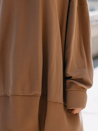 Mocha Oversized Hoodie With Ribbed Hem
