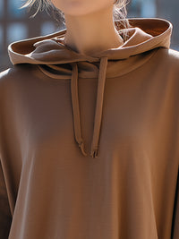 Mocha Oversized Hoodie With Ribbed Hem
