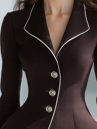 Tailored Peplum Blazer With Contrast Piping