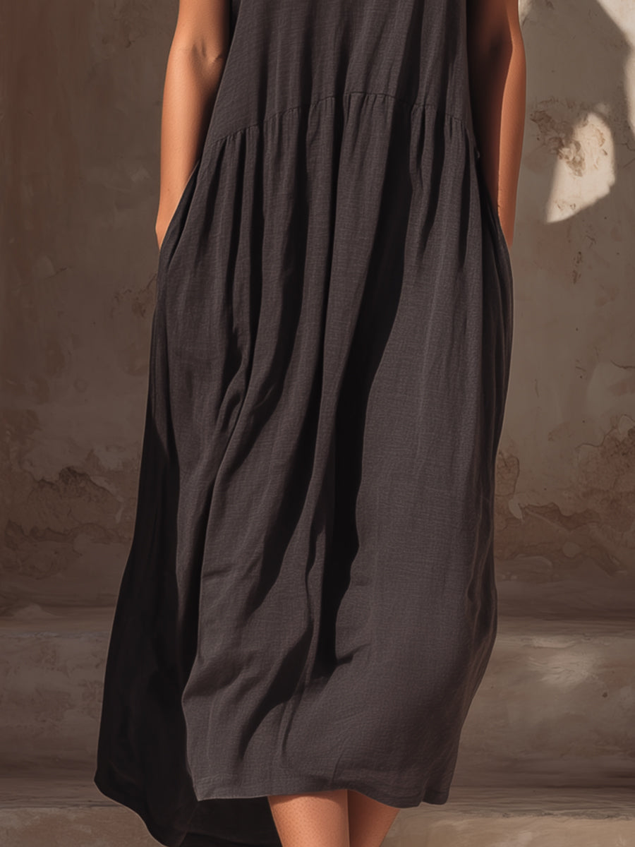 Effortless Cold-Shoulder Relaxed Midi Dress