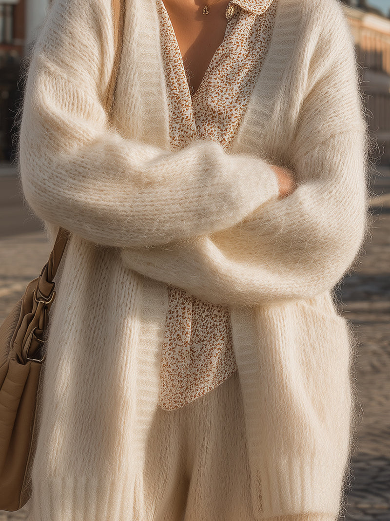 Textured Knit Cardigan With Relaxed Silhouette