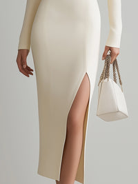 Blazer-Inspired Midi Dress With Front Slit