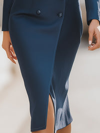 Midnight Blue Double-breasted Blazer Coat