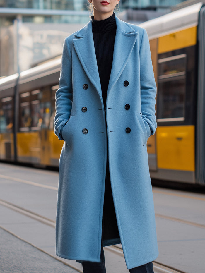 Wool-Blend Double-Breasted Coat