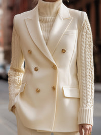 Knit Turtleneck Sweater And Double-Breasted Blazer Set