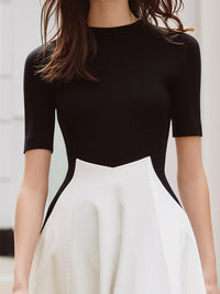 High-Waist Sculpted A-Line Midi Dress