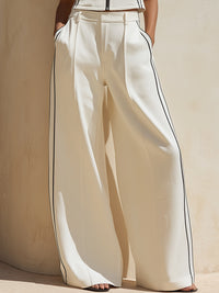 Sleeveless Zip-Front Crop Top & Wide-Leg Pants Set