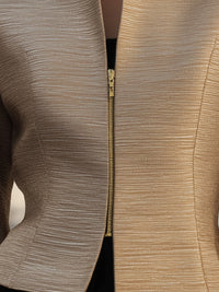 Champagne Structured Metallic Zip Jacket