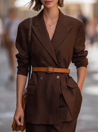 Belted Double-Breasted Blazer