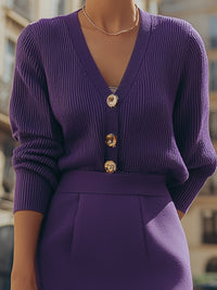Knit Cardigan And Midi Skirt Set