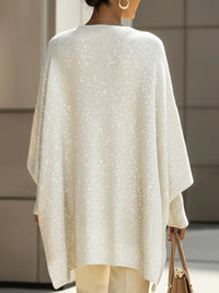 Ivory Sequin Oversized Knit Sweater