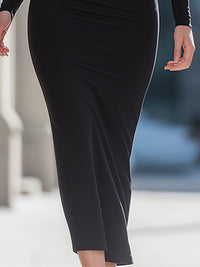 Long-Sleeve Bodycon Midi Dress With Spaghetti Straps