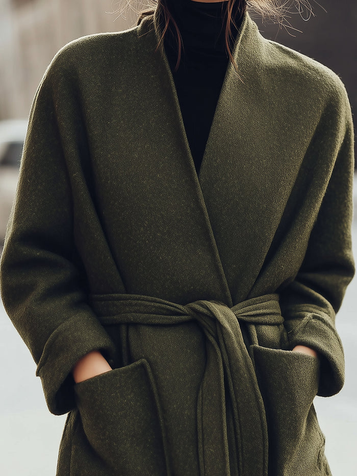 Casual Belted Wrap Coat