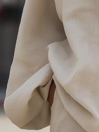 Relaxed Minimalist Mock-Neck Textured Blouse