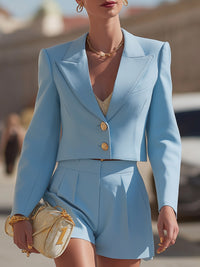 Cropped Blazer And High-Waist Shorts Set
