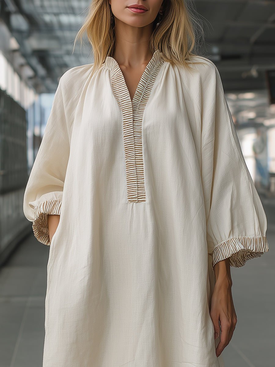 Long-Sleeve Relaxed Silhouette Maxi Dress