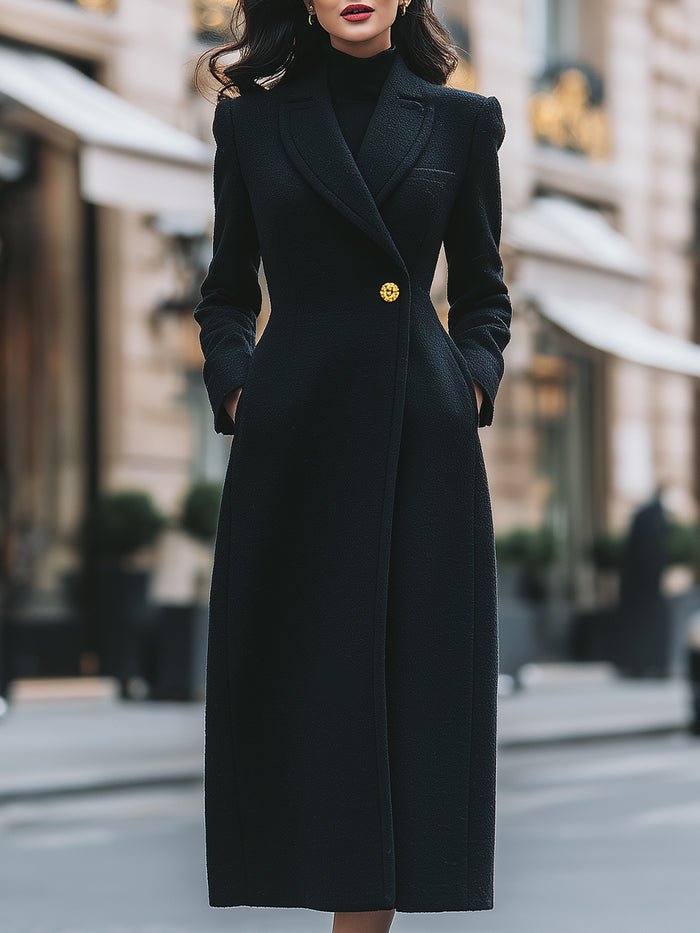 Elegant Single-Breasted Long Coat