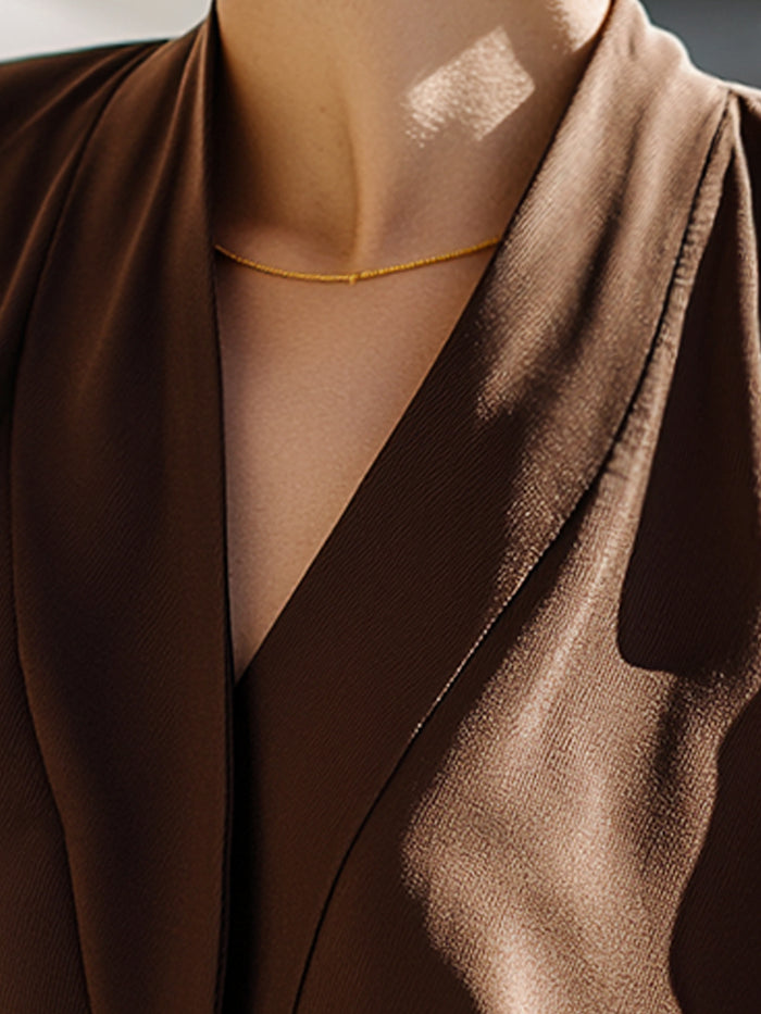 Thick Satin Draped Wrap Shirt