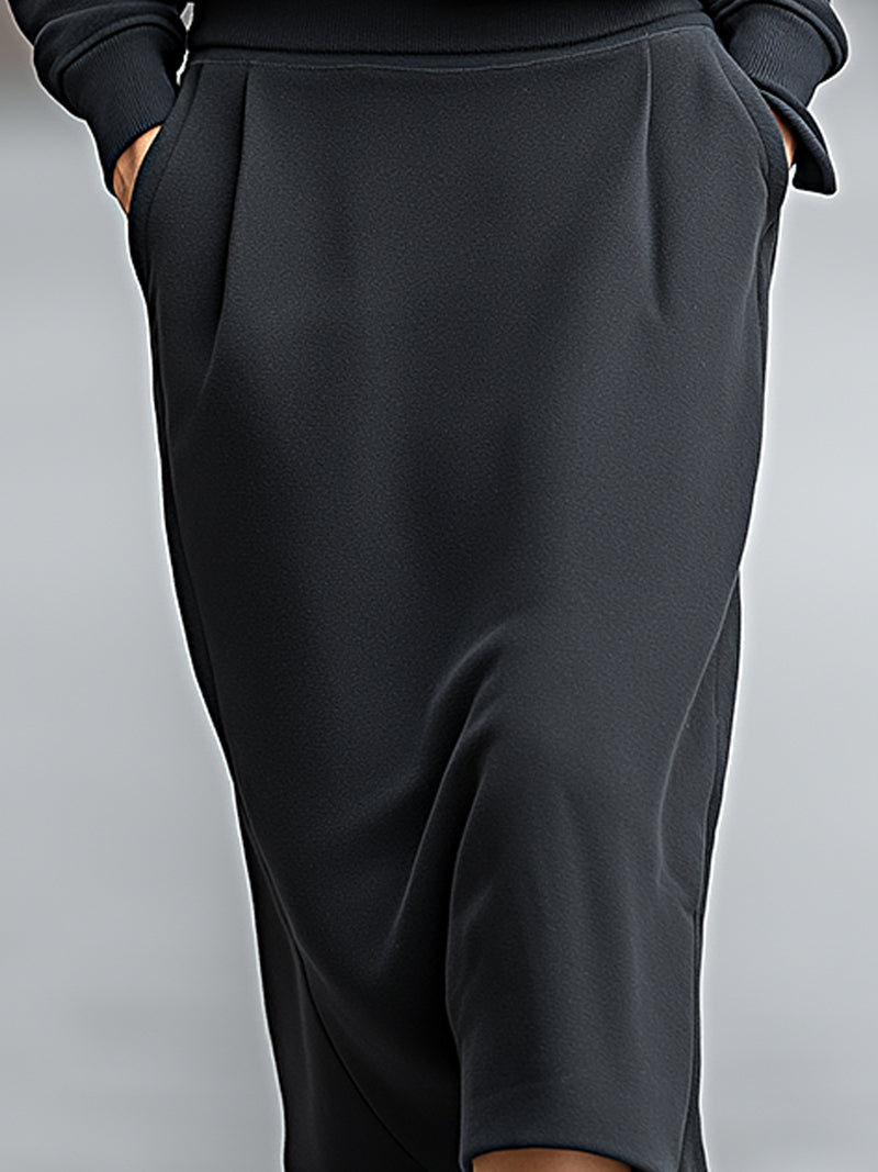 Modern Structured Half-Zip Pullover & Pencil Skirt Set