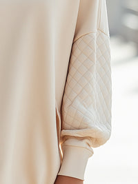 Quilted Sleeve High-Neck Relaxed Sweatshirt
