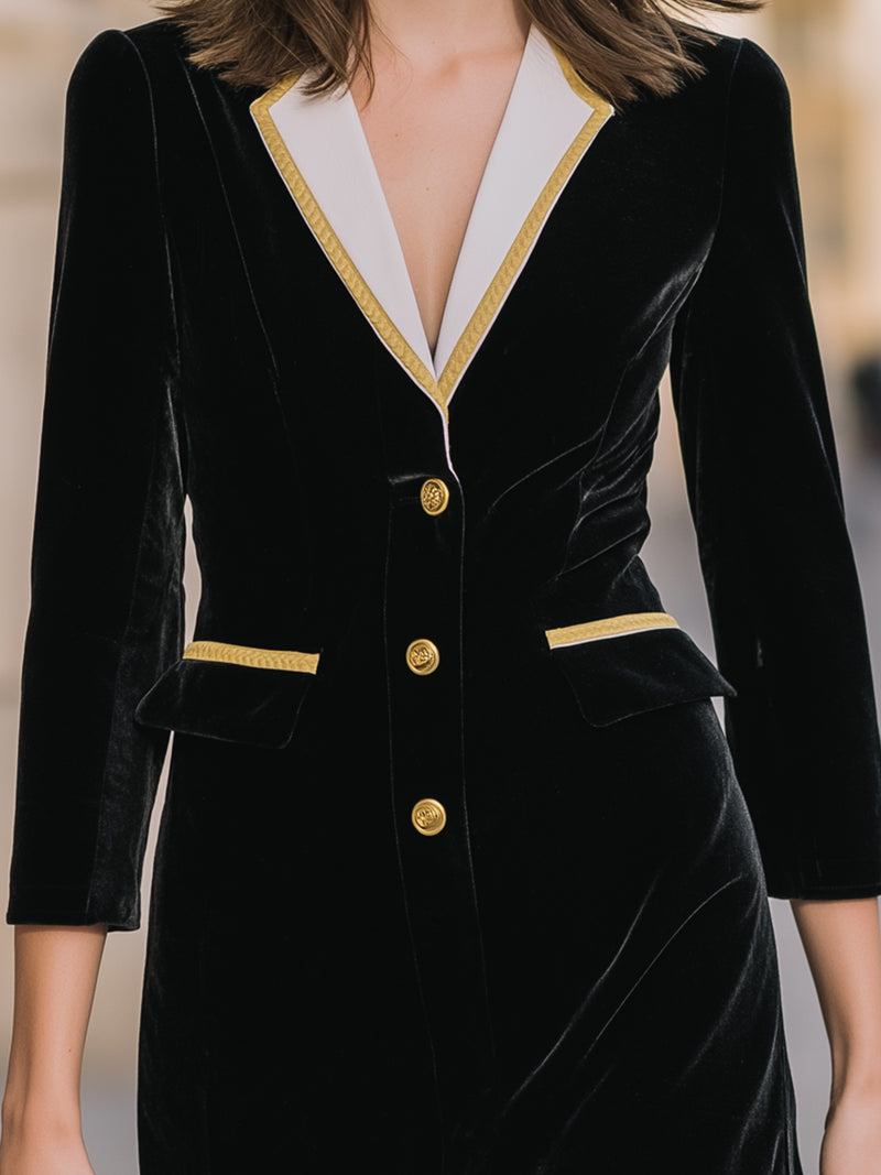 Velvet Trimmed Blazer Mini Dress