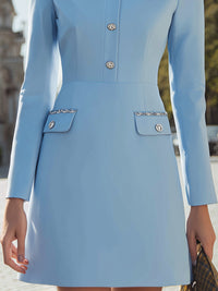 Long-Sleeve Mini Dress With Embellished Collar