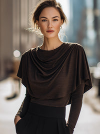 Draped Layered Chocolate Brown Top