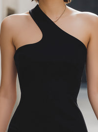Asymmetric One-Shoulder Cutout Mini Bodycon Dress