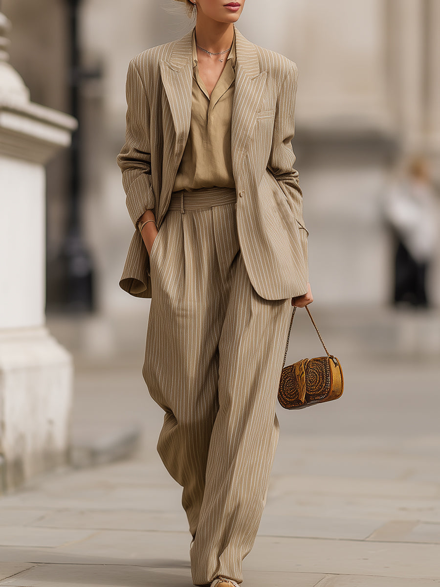 Old-fashioned Pinstripe Casual Slim-fit Trousers