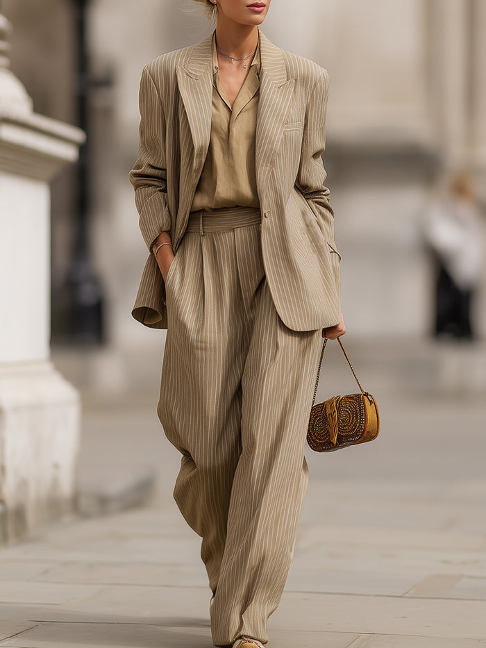 Old-fashioned Pinstripe Casual Slim-fit Trousers