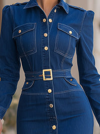 Belted Denim Shirt Dress