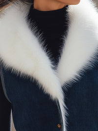 Denim Luxe Faux Fur Collar Vest