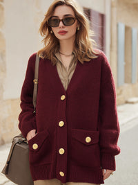 Knit Cardigan With Gold-Tone Buttons