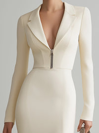 Blazer-Inspired Midi Dress With Front Slit
