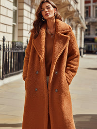 Oversized Teddy Coat With Double-Breasted Closure
