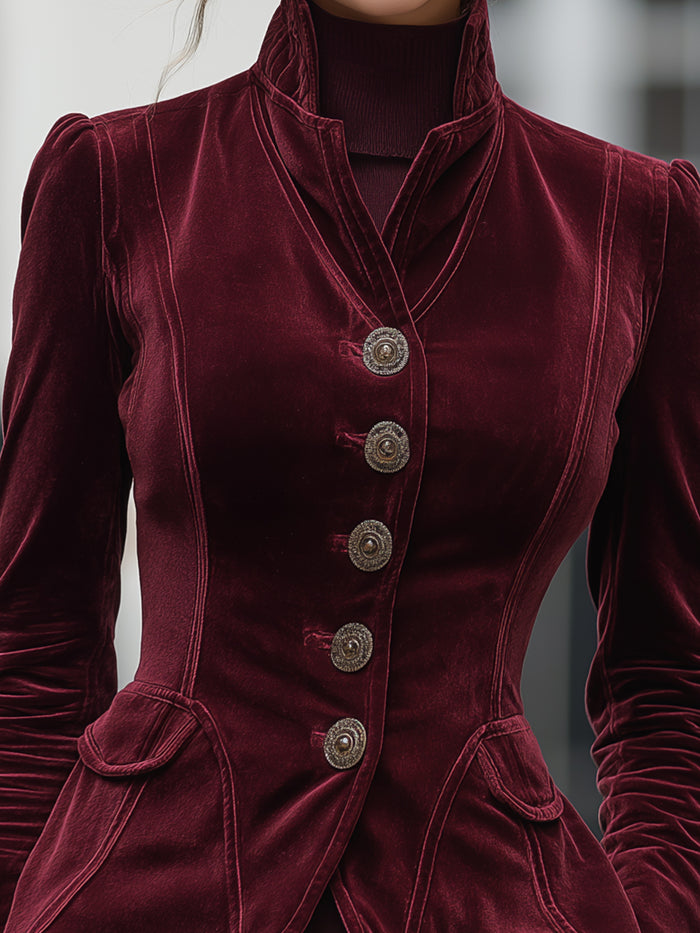 Velvet Tailored Burgundy Blazer