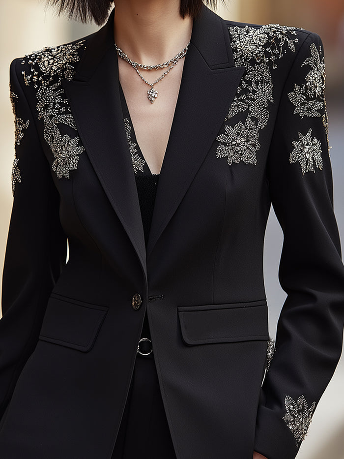 Crystal Embroidered Tailored Blazer Suit