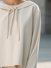 Minimalist Draped Collar Tie-Neck Blouse