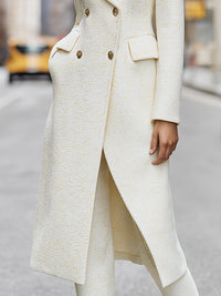 Tweed Double-Breasted Long Coat