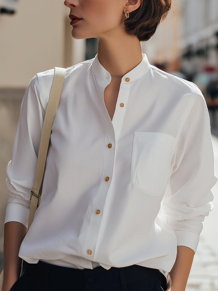 Minimalist Mandarin Collar Blouse