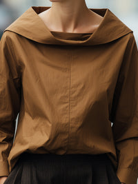 Brown Collared Cotton Shirt