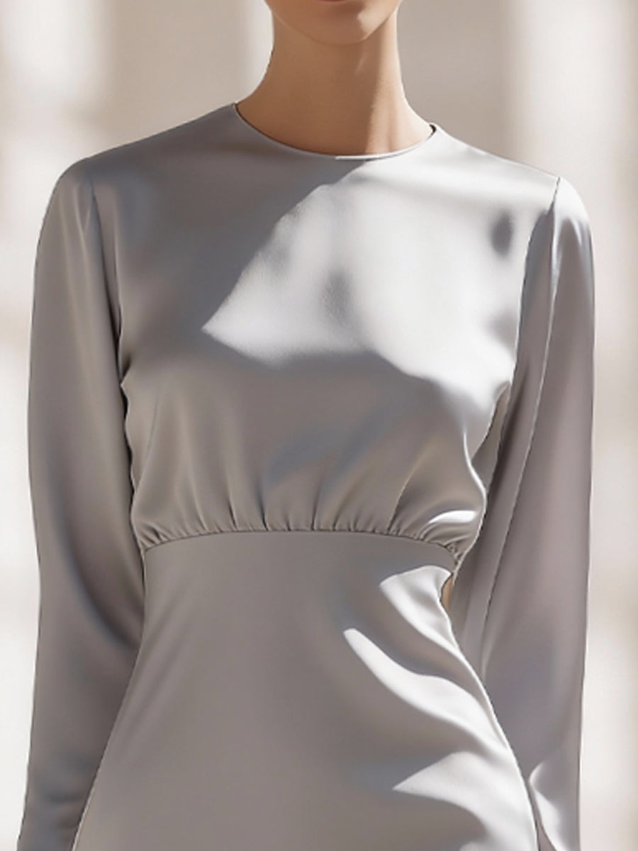 Elegant Long-Sleeve Sheath Midi Dress